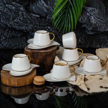 ПОРЦЕЛАНОВ СЕРВИЗ ЗА КЪСО ЕСПРЕСО - 6 ЧАШИ И 6 ЧИНИЙКИ