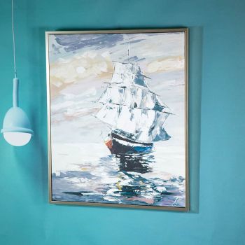 КАРТИНА С КОРАБ В РАМКА 60см*50см - СВОБОДА В ПЛАТНАТА