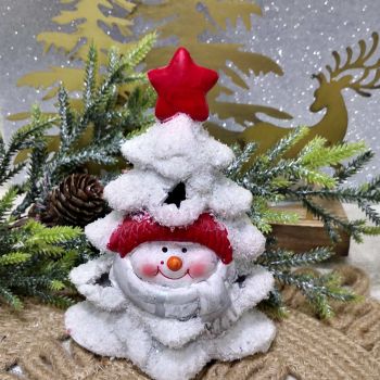 СВЕТЕЩА КОЛЕДНА ДЕКОРАЦИЯ - ЕЛХА СЪС СНЕЖКО