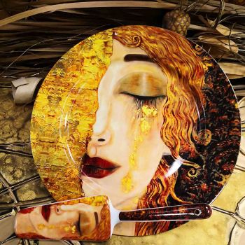 КОМПЛЕКТ ЗА ТОРТА  ОТ 2 ЧАСТИ - ЗЛАТНАТА СЪЛЗА