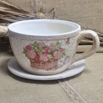 КЕРАМИЧНА САКСИЯ ЧАША - ХОРТЕНЗИИ В ГРАДИНАТА