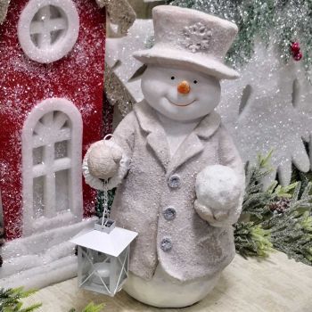 ГОЛЯМА КОЛЕДНА ФИГУРА 45см - СНЕЖКО С ФЕНЕР