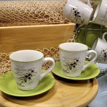 СЕРВИЗ ЗА КАФЕ 6+6 НА МЕТАЛНА СТОЙКА - МАСЛИНИТЕ НА ТОСКАНА