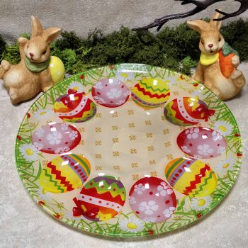 ВЕЛИКДЕНСКА СТЪКЛЕНА ЧИНИЯ / ПОСТАВКА ЗА ЯЙЦА - СТЪКЛЕН ВЕЛИКДЕН