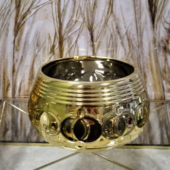 Купа от керамика с релефни кръгчета в златно Φ20Χ11