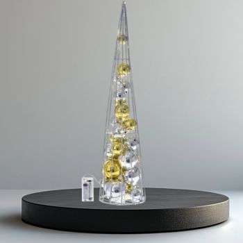 КОЛЕДНА ЕЛХА / КОНУС СЪС СВЕТЛИНКИ 60см