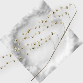 КОЛЕДНА КЛОНКА С ПЕРЛИ 46 см  - КЛАСИЧЕСКА КОМБИНАЦИЯ