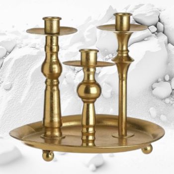 Метален свещник за три свещи в златно Φ24Χ21