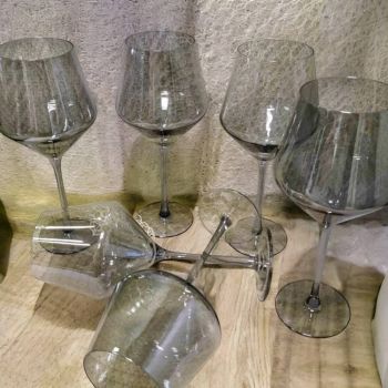 КОМПЛЕКТ ЧАШИ ЗА ВИНО 6 БРОЯ ОПУШЕНО СТЪКЛО 