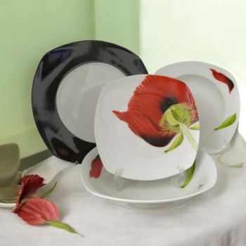 ПОРЦЕЛАНОВ СЕРВИЗ ЗА ХРАНЕНЕ 19 ЧАСТИ  - ЧЕРВЕН МАК