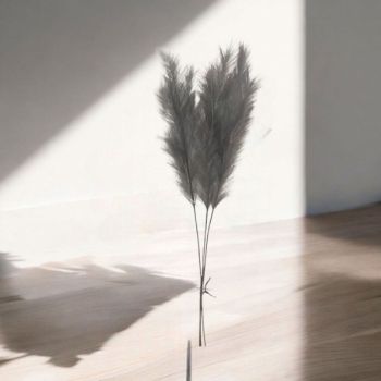 ДЕКОРАТИВНА КЛОНКА ОТ ПЕРА В СИВО 120 СМ
