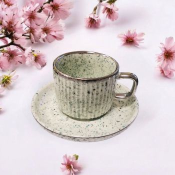 СЕРВИЗ ЗА КАФЕ / 6 чаши +6 чинийки / - ПРОЛЕТНИ ТРЕПЕТИ В ЦВЕТОВЕ