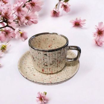 СЕРВИЗ ЗА КАФЕ / 6 чаши +6 чинийки / - ПРОЛЕТНИ ТРЕПЕТИ В ЦВЕТОВЕ