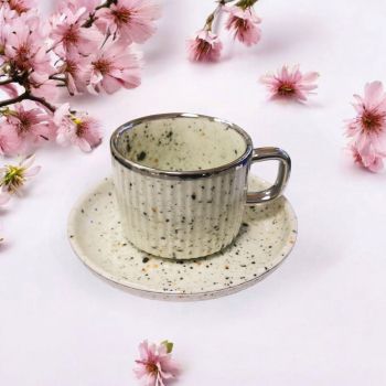 СЕРВИЗ ЗА КАФЕ / 6 чаши +6 чинийки / - ПРОЛЕТНИ ТРЕПЕТИ В ЦВЕТОВЕ