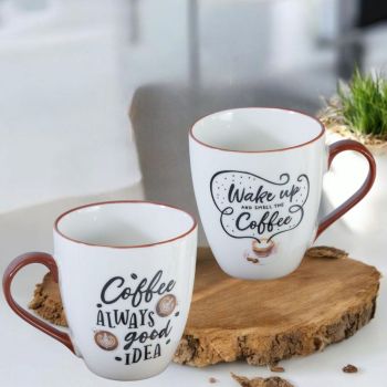 КОМПЛЕКТ 2 броя ПОРЦЕЛАНОВИ ЧАШИ - СУТРИН С МИРИЗ НА КАФЕ