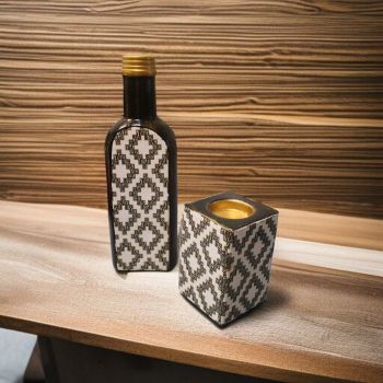 КОМПЛЕКТ ВАЗА И СВЕЩНИК - ЦВЕТЯТА НА ЗОРАТА