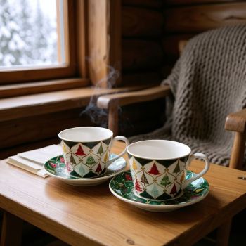 КОМПЛЕКТ ЗА КАФЕ ЗА ДВАМА / 2чаши  и 2 чинийки / - ЕЛХА В ЧУДНА ПРЕМЯНА 