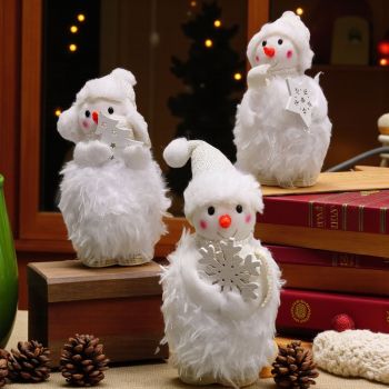 ФИГУРКА СНЕЖЕН ЧОВЕК 19см / различни варианти / - ЗАСКРЕЖЕНИ УСМИВКИ