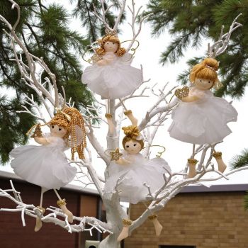 ВИСЯЩА КОЛЕДНА ДЕКОРАЦИЯ АНГЕЛ 19см - ЗАХАРОСАНИ АНГЕЛСКИ УСМИВКИ