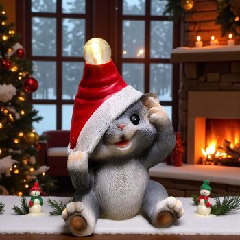 СВЕТЕЩА КОЛЕДНА ФИГУРКА КОТЕ 17см - ПАКОСТИ ПОД ЕЛХАТА