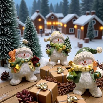 КОМПЛЕКТ ОТ 3 броя КОЛЕДНИ ФИГУРКИ СНЕЖКОВЦИ - СНЕЖНИ ЛУДОРИИ