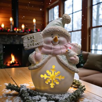 СВЕТЕЩА КОЛЕДНА ФИГУРКА СНЕЖКО 21см - СНЕЖНИ ЛУДОРИИ