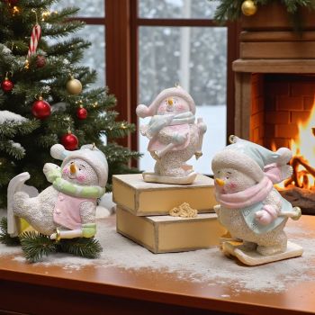 КОЛЕДНА ФИГУРКА СНЕЖКО 10см / различни видове / - СНЕЖНИ ЛУДОРИИ