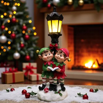 КОЛЕДНА ДЕКОРАЦИЯ ФЕНЕР С ЕЛФИ 36см - МАГИЯ В КОЛЕДНАТА НОЩ
