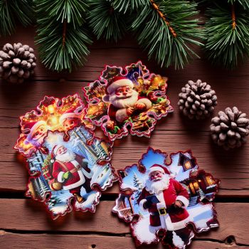 ПОДЛОЖКА ЗА ТОПЛО СЕРВИРАНЕ С КОЛЕДЕН ДЕКОР - ЦВЕТНИ СНЕЖИНКИ