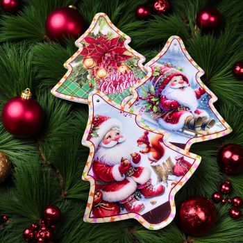 ПОДЛОЖКА ЗА ТОПЛО СЕРВИРАНЕ С КОЛЕДЕН ДЕКОР - ЦВЕТНИ ЕЛХИЧКИ