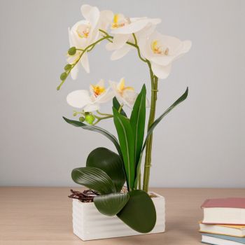 ИЗКУСТВЕНА АРАНЖИРОВКА ОРХИДЕИ 43см - НЕЖНОСТ И КРАСОТА