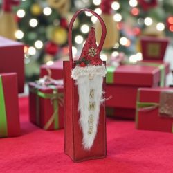 КОЛЕДНА ТОРБИЧКА ЗА ВИНО ОТ ФИЛЦ С 3D ДЕКОРАЦИЯ - БЕЛОБРАДИЯ СТАРЕЦ