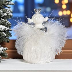 ФИГУРА АНГЕЛ С КОРОНА И РОКЛЯ ОТ ПУХ - СБЪДНАТИ ПУХЕНИ МЕЧТИ 