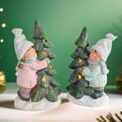 КОМПЛЕКТ ОТ 2 броя СВЕТЕЩИ ФИГУРКИ ДЕЦА - ЕЛХА ЗА ПРАЗНИКА