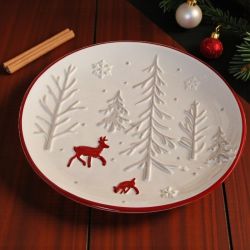 КОЛЕДНО ПЛАТО КРЪГ С РЕЛЕФ 20см- КОЛЕДНИ ВЪЛШЕБСТВА