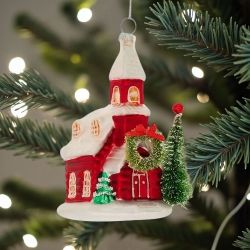 СТЪКЛЕНА ИГРАЧКА ЗА ЕЛХА / КЪЩА / - ЦВЕТОВЕ И ФОРМИ