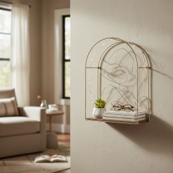 СТЕННА ЕТАЖЕРКА С МЕТАЛНА ОРНАМЕНТИКА ЛИЦЕ НА ЖЕНА