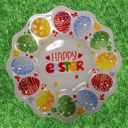 ВЕЛИКДЕНСКА СТЪКЛЕНА ЧИНИЯ С 12 броя ГНЕЗДА ЗА ЯЙЦА - ПЪСТЪР ВЕЛИКДЕН