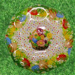 ВЕЛИКДЕНСКА СТЪКЛЕНА ЧИНИЯ С 8 броя ГНЕЗДА ЗА ЯЙЦА - ПЪСТЪР ВЕЛИКДЕН