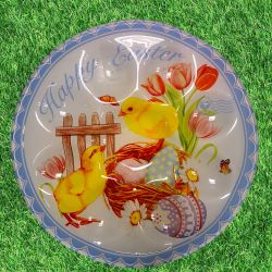 ВЕЛИКДЕНСКА СТЪКЛЕНА ЧИНИЯ С 8 броя ГНЕЗДА ЗА ЯЙЦА - ПЪСТЪР ВЕЛИКДЕН