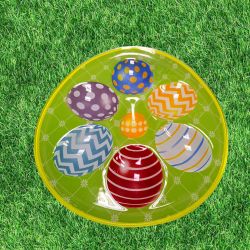 ВЕЛИКДЕНСКА СТЪКЛЕНА ЧИНИЯ С 6 броя ГНЕЗДА ЗА ЯЙЦА - ПЪСТЪР ВЕЛИКДЕН