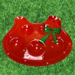 ВЕЛИКДЕНСКА СТЪКЛЕНА ЧИНИЯ КОКОШКА С 5 броя ГНЕЗДА ЗА ЯЙЦА - ПЪСТЪР ВЕЛИКДЕН