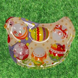 ВЕЛИКДЕНСКА СТЪКЛЕНА ЧИНИЯ КОКОШКА С 6 броя ГНЕЗДА ЗА ЯЙЦА - ПЪСТЪР ВЕЛИКДЕН