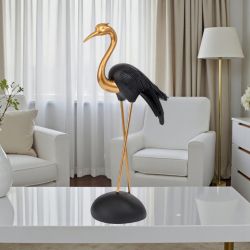 ДЕКОРАТИВНА ФИГУРА ЧАПЛА 50см - ЗЛАТНА НОЩ