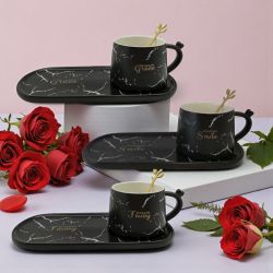 ЕДИНИЧЕН КОМПЛЕКТ ЗА КАФЕ - ЧЕРНО-БЯЛА  СТРАСТ