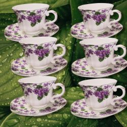 СЕРВИЗ ЗА КАФЕ 6 чаши + 6 чиниики - СИНЕОКИ ГОРСКИ ТЕМЕНУГИ