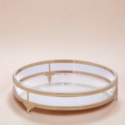 ПЛАТО / ПОДНОС КРЪГ - МЕДНИ РАМКИ 