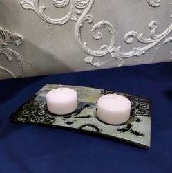 СВЕЩНИК ЗА 2 броя СВЕЩИ - АРТИСТИЧНИ УСМИВКИ