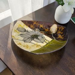 СТЪКЛЕНО ЦВЕТНО ПЛАТО 20см - КАМЕННОТО ЦВЕТЕ