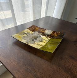 СТЪКЛЕНО ЦВЕТНО ПЛАТО 30см - КАМЕННОТО ЦВЕТЕ